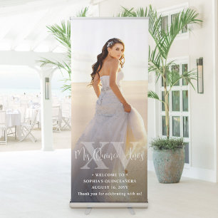 Mis XV Años Chic Simple Photo Overlay Quinceañera Retractable Banner