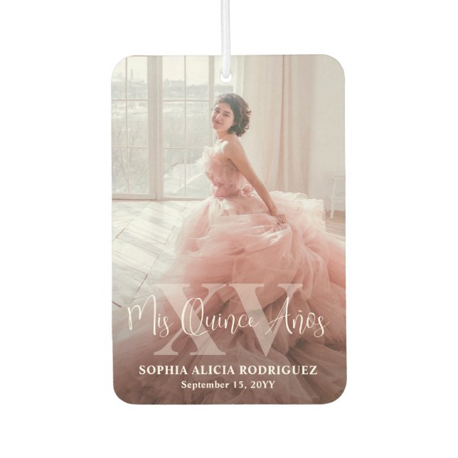 Mis XV Años Quinceañera 15th Birthday 2 Photo Car Air Freshener (Front)