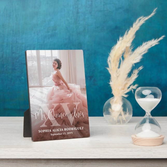 Mis XV Años Quinceañera Photo 15th Birthday Plaque (Side)