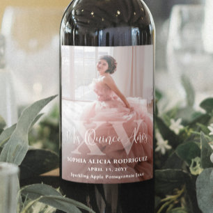 Mis XV Años Quinceañera Photo Modern 15th Birthday Wine Label