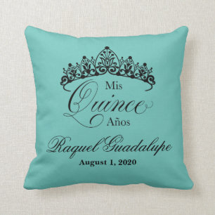 Mis XV Quince 15 16 Quinceañera Crown Throw Pillow