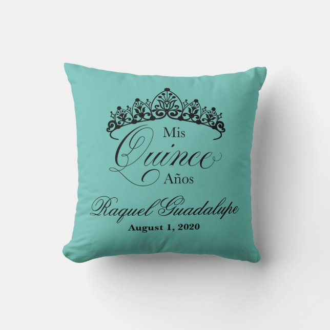 Mis XV Quince 15 16 Quinceañera Crown Throw Pillow (Front)