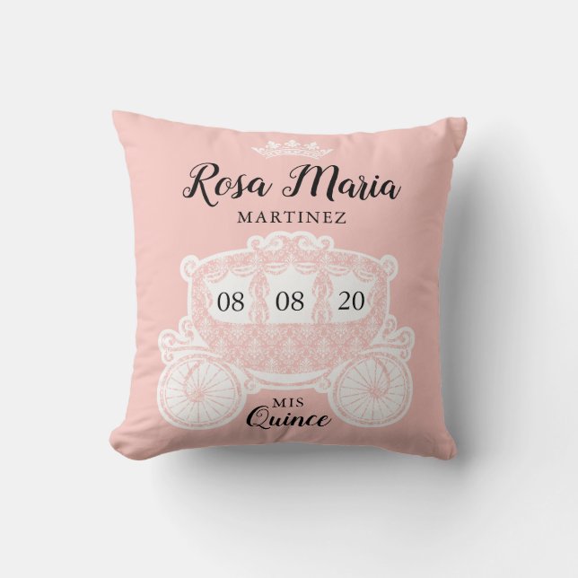 Mis XV Quince 15 Blush Quinceañera Crown Pillow (Front)