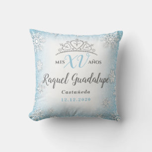 Mis XV Winter Wonderland Quinceañera Crown Pillow