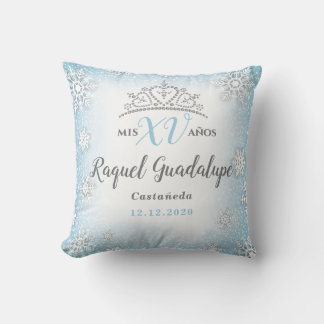 Mis XV Winter Wonderland Quinceañera Crown Pillow