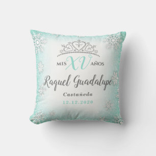 Mis XV Winter Wonderland Quinceañera Crown Pillow