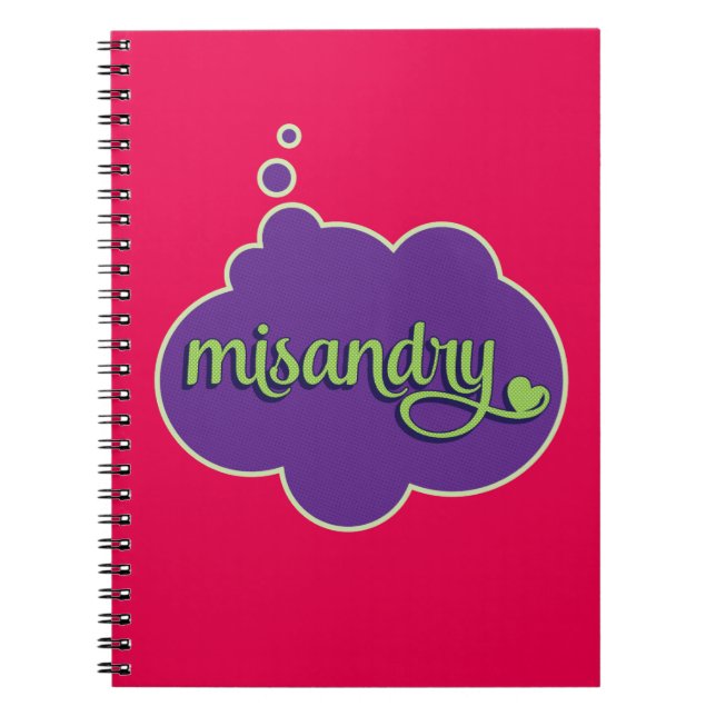 Misandry Notebook (green on purple) (Front)
