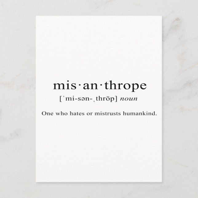 Misanthrope [Definition] Postcard (Front)