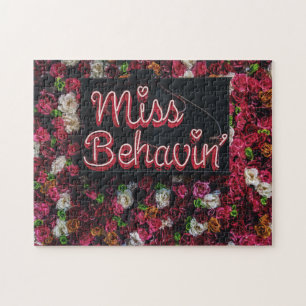 Misbehaving Sign Typographic Image Word Text Art Jigsaw Puzzle