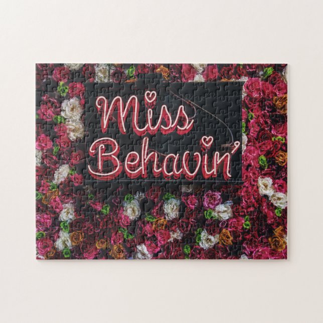 Misbehaving Sign Typographic Image Word Text Art Jigsaw Puzzle (Horizontal)