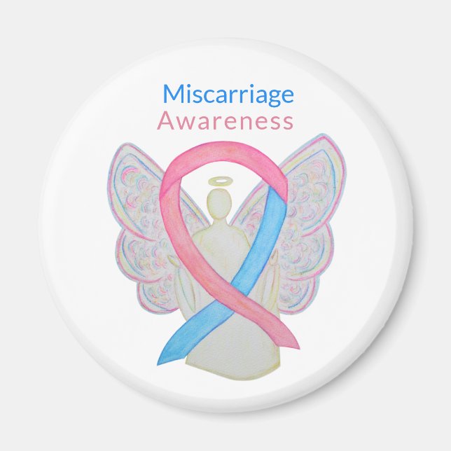 Miscarriage Awareness Ribbon Angel Art Magnets (Front)