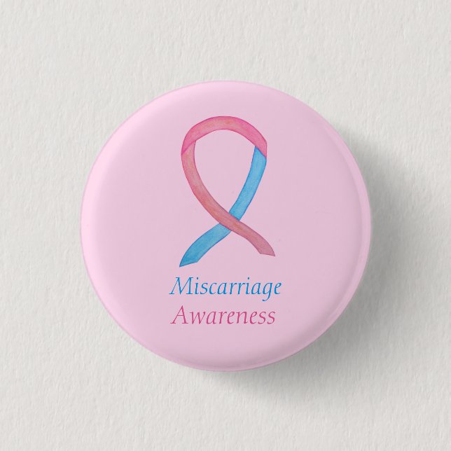 Miscarriage Awareness Ribbon Custom Art Pins (Front)