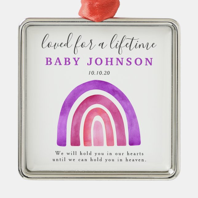 Miscarriage Baby Loss Rainbow Remembrance Metal Tree Decoration (Front)