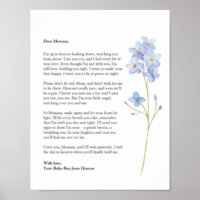 Miscarriage Forget Me Not I'm in Heaven Poem Poster (Front)