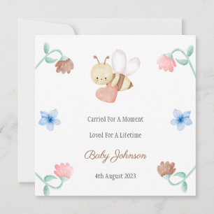 Miscarriage Heart Honey Bee Memorial Flat Card
