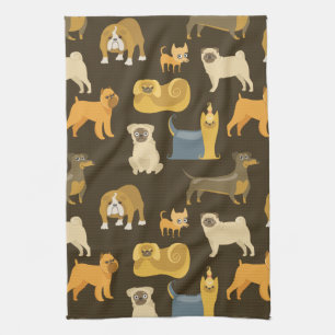 Miscellaneous dogs wallpaper tea towel