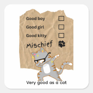 Mischeif cats square sticker