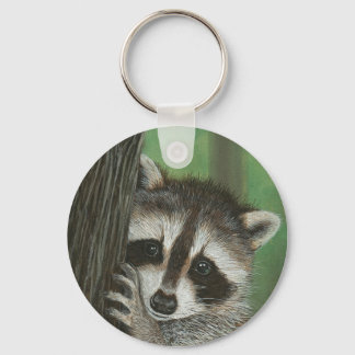 Mischief Racoon up a Tree keychain