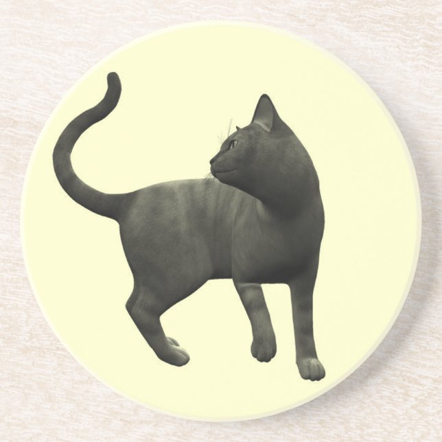 Mischievous Black Cat Coaster (Front)