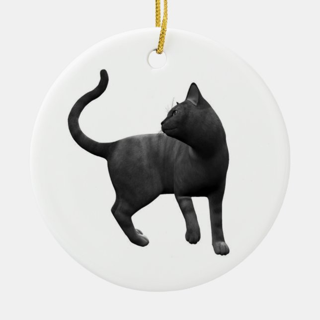 Mischievous Black Cat Ornament (Front)