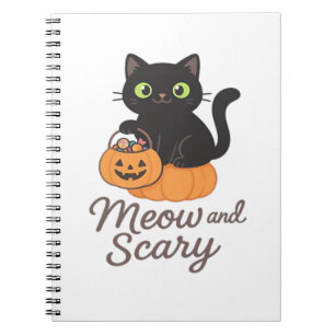 Mischievous Black Cat with Glowing Green Eyes on P Notebook