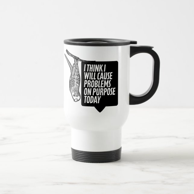 Mischievous Budgie | Bird Humour Travel Mug (Right)
