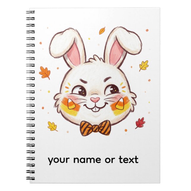Mischievous Bunny Halloween Candy Corn Notebook (Front)