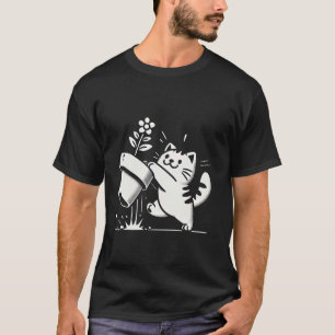 Mischievous Cat Knocks Over Pot Funny Halloween T-Shirt