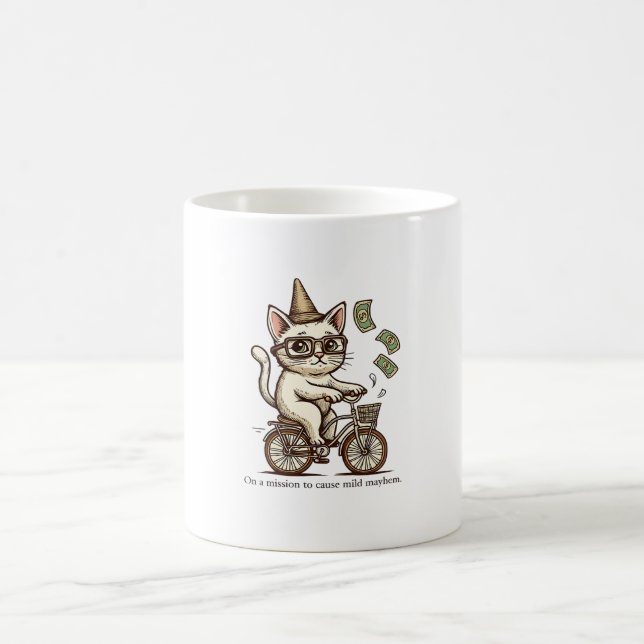 Mischievous Cat Mug – Vintage Style Funny Cat  (Center)