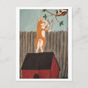 Mischievous Corgi Flat Card