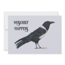 Mischievous Crow and Ring Flat Holiday Card