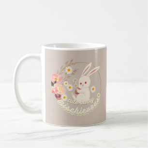 Mischievous Cute Bunny and Flower  Coffee Mug