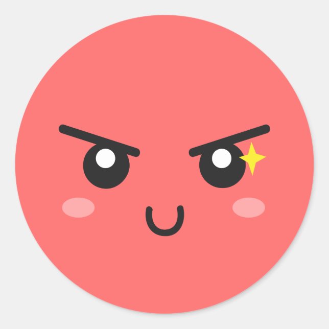 Mischievous Face with Evil Sparkle Classic Round Sticker (Front)