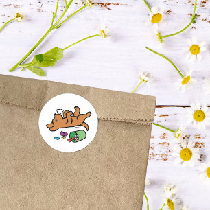 Mischievous Fox Red Labrador Side Eye Classic Round Sticker