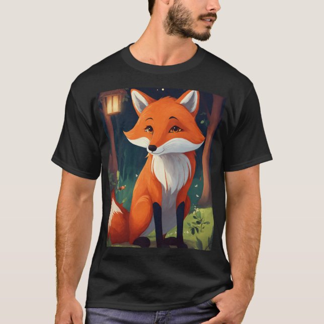 Mischievous Fox with Sophistication (Light Backgro T-Shirt (Front)