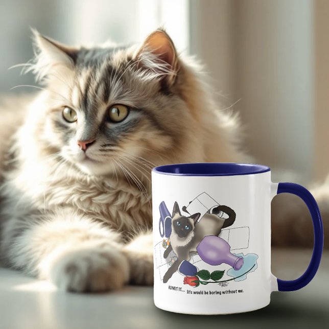 Mischievous Green Cheeky Siamese Cat Funny Mug (Creator Uploaded)