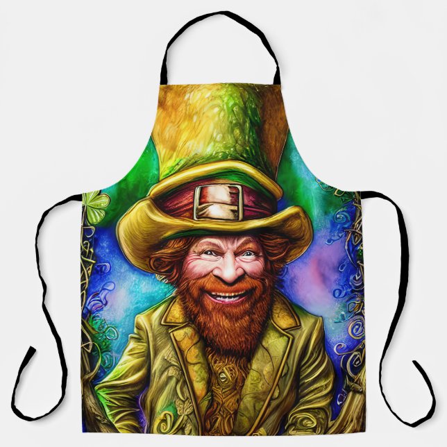 Mischievous Green Leprechaun with Clover Apron (Front)