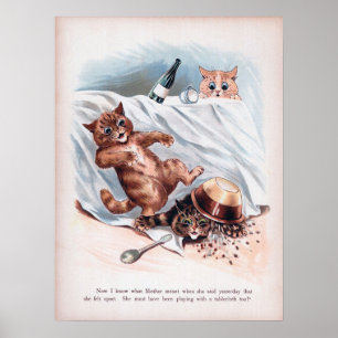 Mischievous Kittens, Louis Wain Poster