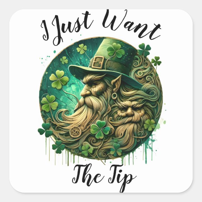 Mischievous Leprechaun Savouring A Pint Square Sticker (Front)