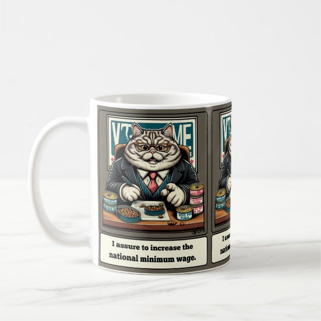 Mischievous Meows: The Crafty Cat Politician Coffee Mug (Left)
