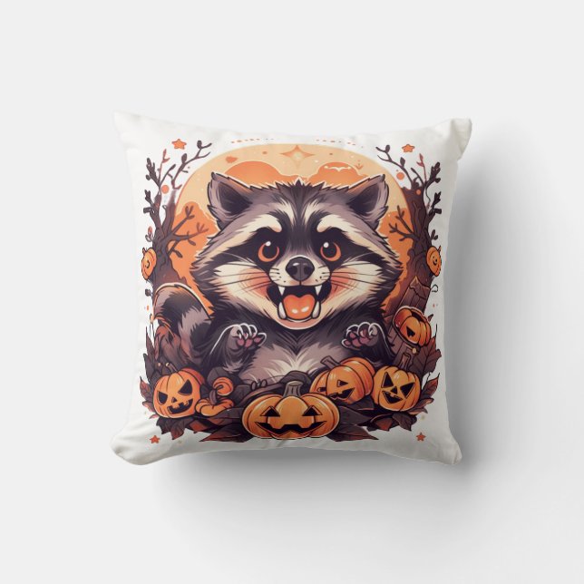 Mischievous Nights Halloween Anime Racoon  Cushion (Front)