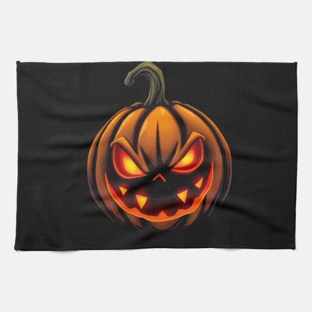 Mischievous Pumpkin Monster Halloween Towel (Horizontal)