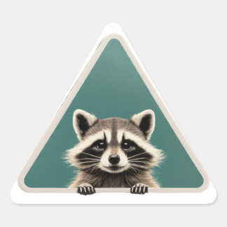 Mischievous Racoon Artist (Triangle Sticker) Triangle Sticker