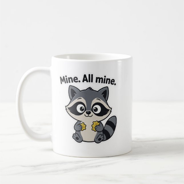Mischievous Racoon Meme Cartoon Mug (Left)