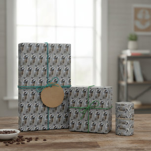 Mischievous Racoon Wrapping Paper Sheet