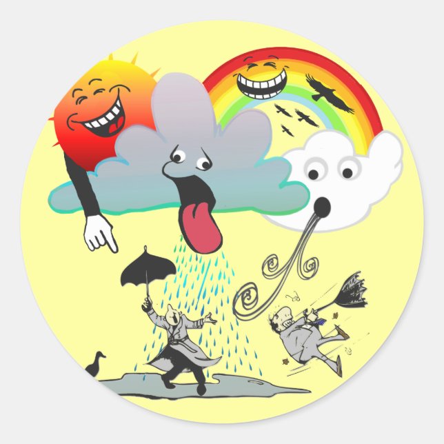 Mischievous Weather Classic Round Sticker (Front)