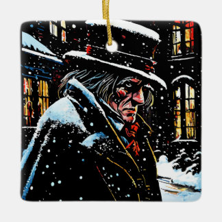 Miser Mister Ebenezer Scrooge Victorian Christmas  Ceramic Ornament