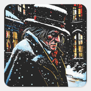 Miser Mister Ebenezer Scrooge Victorian Christmas  Square Sticker