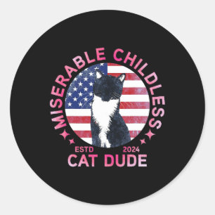 Miserable Childless Cat Dude Classic Round Sticker