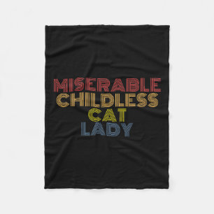 Miserable Childless Cat Lady Retro Vintage Fleece Blanket